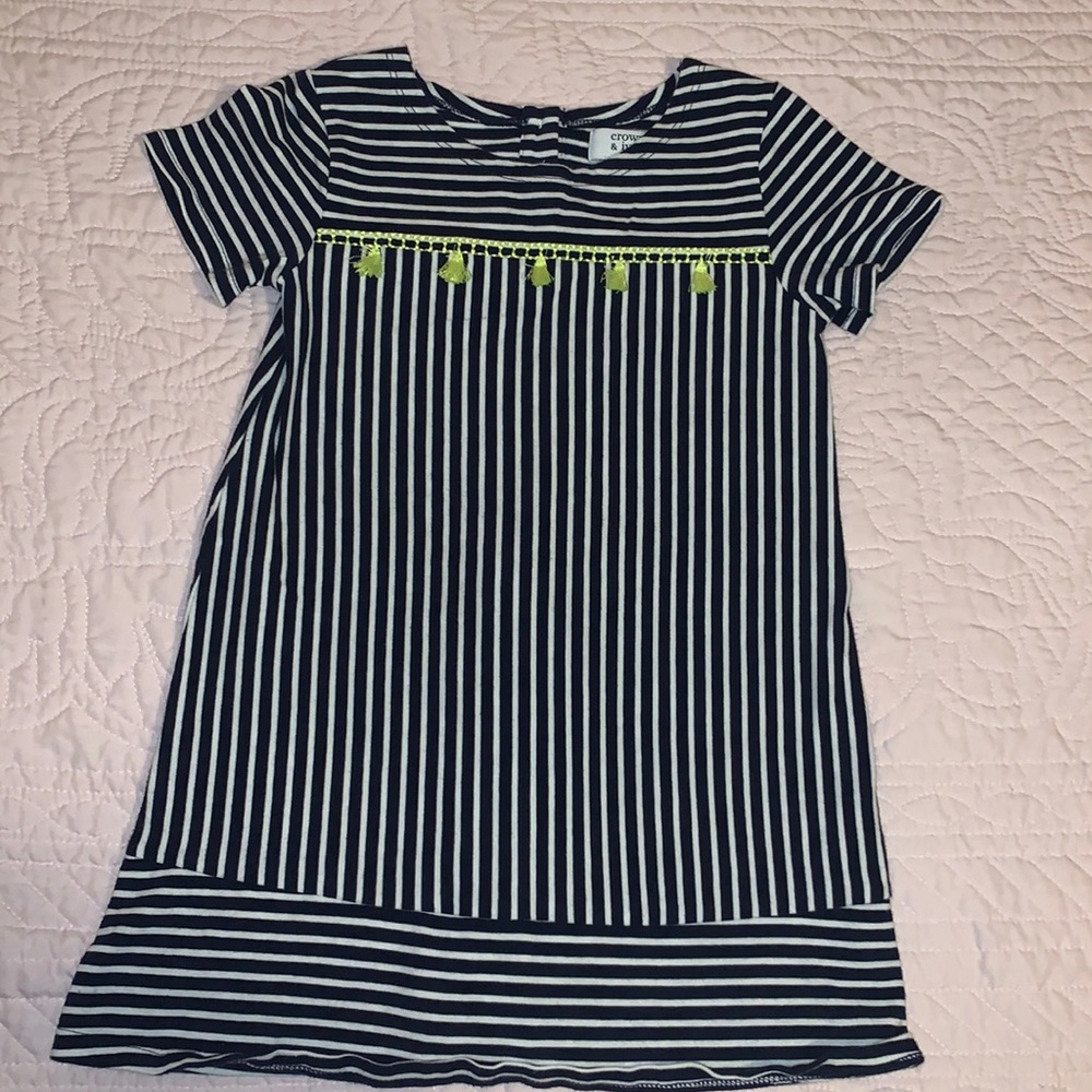 crown & ivy Black and White Striped Kids Dress